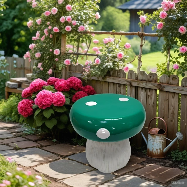 Alt view image 2 of 7 - Mushroom Model Statue Stool, Outdoor Garden Resin Stool 13.8 Inch Forest Base Mushroom Model Courtyard Lawn Courtyard