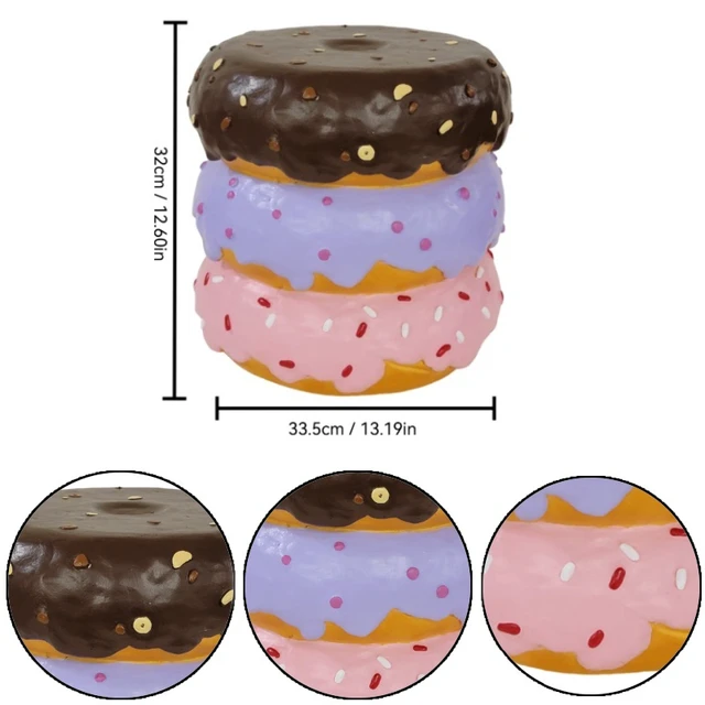 Alt view image 3 of 7 - 14 Inch Stacked Donut Stool, Colorful Dessert Character Side Table Decor Indoor and Outdoor Creative Figurine Seat