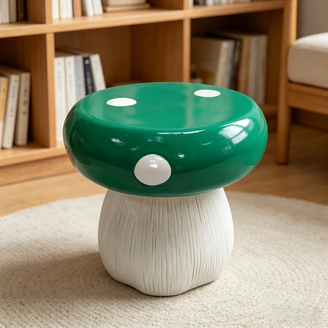Alt view image 6 of 7 - Mushroom Model Statue Stool, Outdoor Garden Resin Stool 13.8 Inch Forest Base Mushroom Model Courtyard Lawn Courtyard