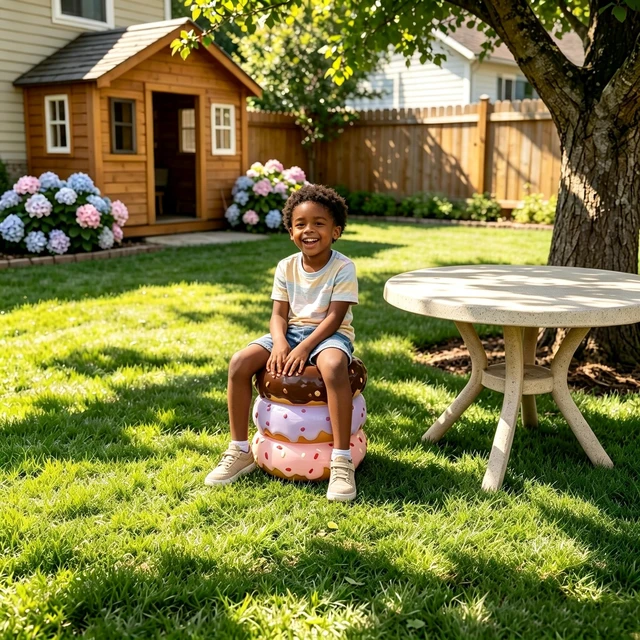 Alt view image 4 of 7 - 14 Inch Stacked Donut Stool, Colorful Dessert Character Side Table Decor Indoor and Outdoor Creative Figurine Seat