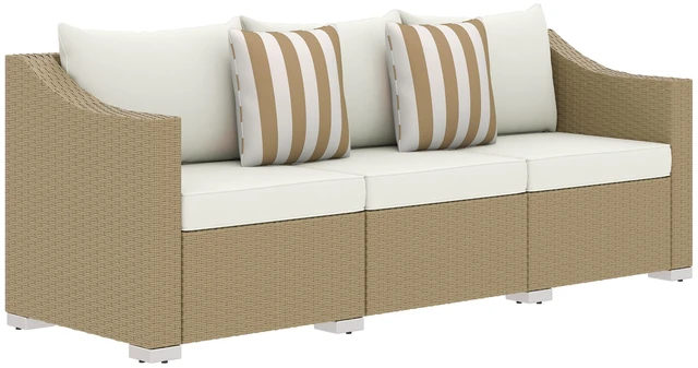 Main image of Seater Patio Sofa, Wicker Sofa with Cushions Outdoor Furniture Rattan Couch with Throw Pillows Seating for Garden