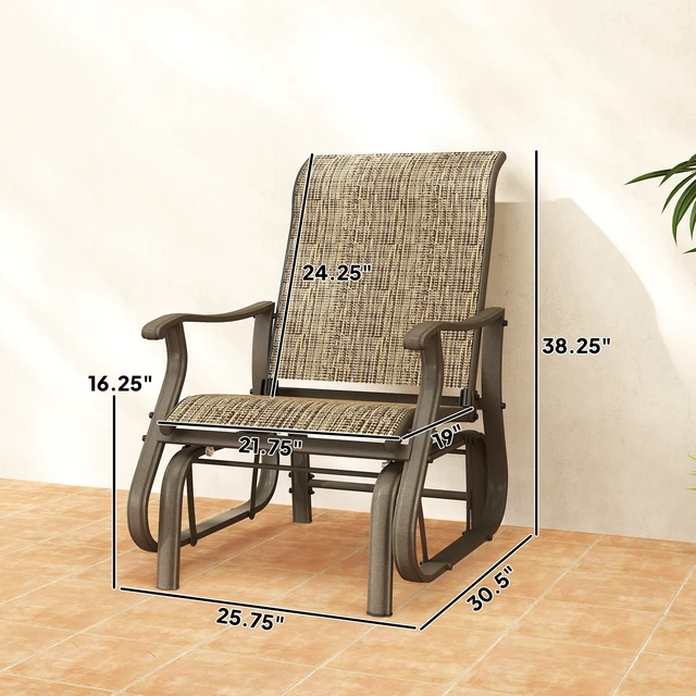 Alt view image 7 of 7 - Outdoor Glider Chair, Gliders for Outside Patio with Steel Frame and Mesh Fabric for Garden and Mixed, Mixed Light