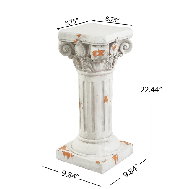 Alt view image 5 of 7 - 22.44 Inch Ionic Pedestal Plant Stand, Decorative Pedestal Side Table for Indoor Outdoor Entryway Garden Assembly