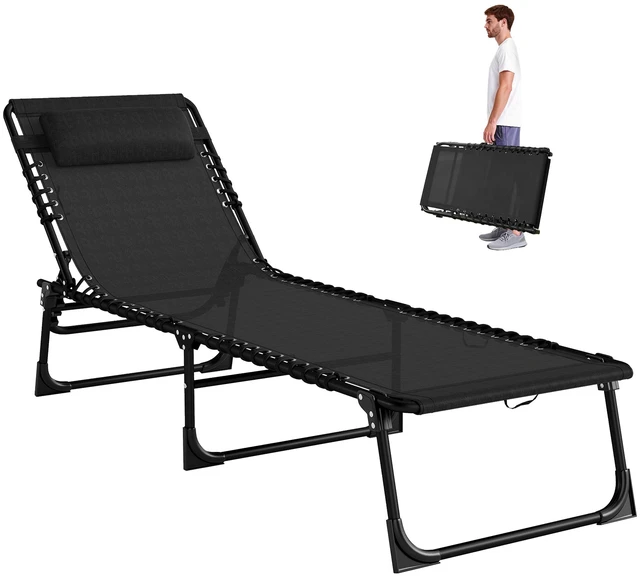 Main image of Folding Chaise Lounge Chair, Patio Sun Tanning Chair Outdoor Chaise Lounger with Position Reclining Back Breathable