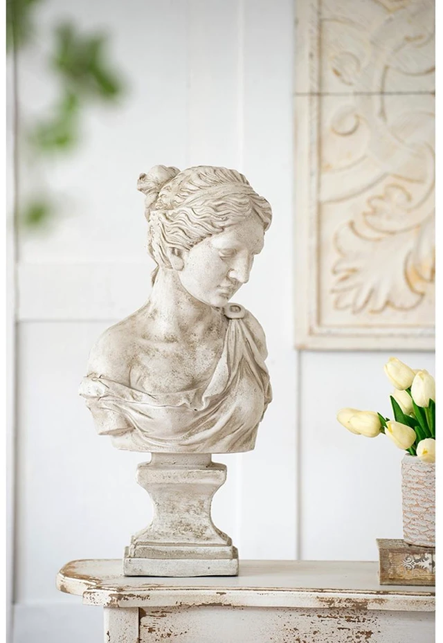 Main image of 10 9x22 Inch Bust Women in Magnesian, Sculpture for Garden Decor, Antique White, Magnesium Oxide, Statues Sculptures