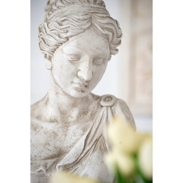 Alt view image 3 of 7 - 10 9x22 Inch Bust Women in Magnesian, Sculpture for Garden Decor, Antique White, Magnesium Oxide, Statues Sculptures