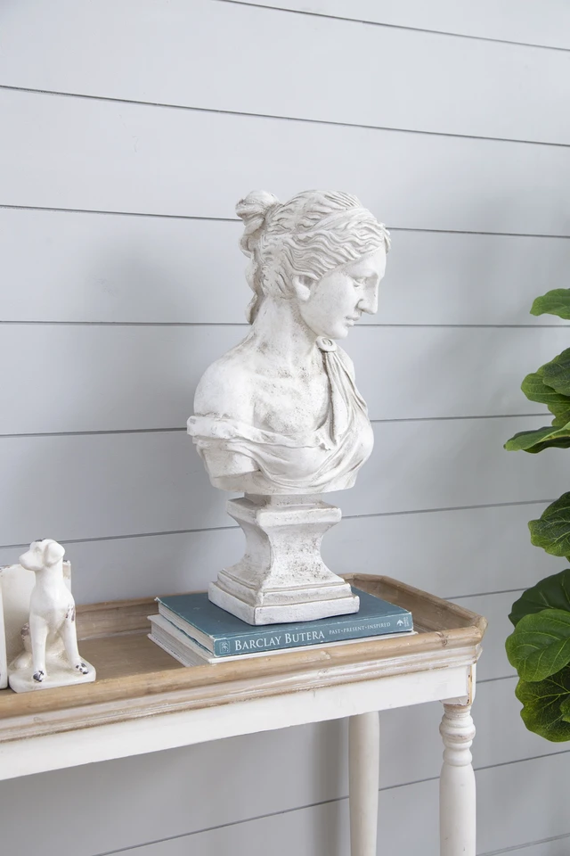 Alt view image 7 of 7 - 10 9x22 Inch Bust Women in Magnesian, Sculpture for Garden Decor, Antique White, Magnesium Oxide, Statues Sculptures
