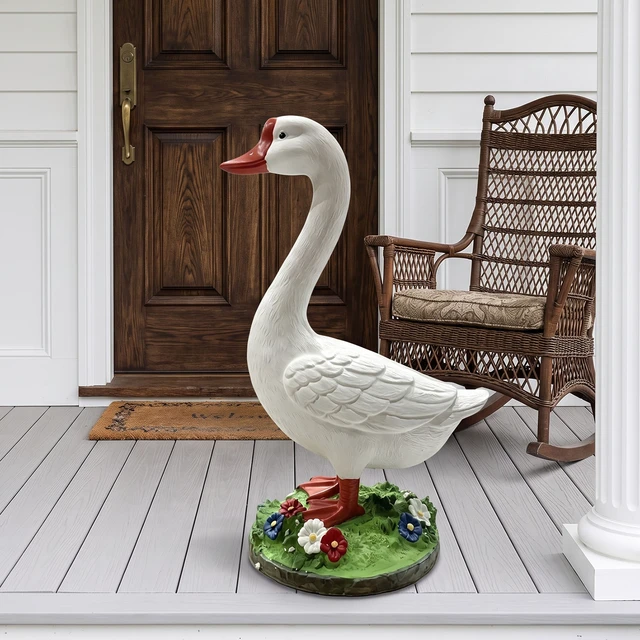 Alt view image 4 of 7 - 20 Inch DIY Paintable Goose Garden Statue, Magnesia Outdoor Yard Sculpture Goose Decor for Patio Lawn, White, Magnesium