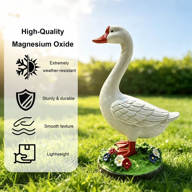 Alt view image 3 of 7 - 20 Inch DIY Paintable Goose Garden Statue, Magnesia Outdoor Yard Sculpture Goose Decor for Patio Lawn, White, Magnesium