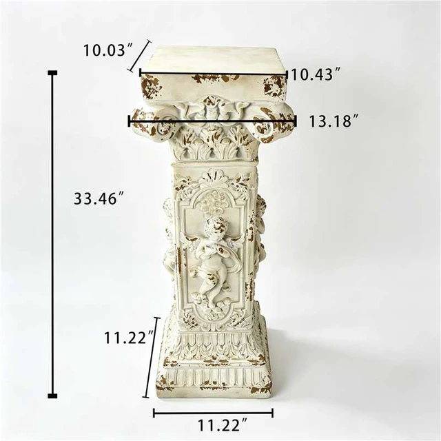 Alt view image 5 of 7 - Pedestal Column Plant 33.46 Inch Tall Roman Column with Base Roman Pillar Greek Magnesium Oxide Large Size Statue