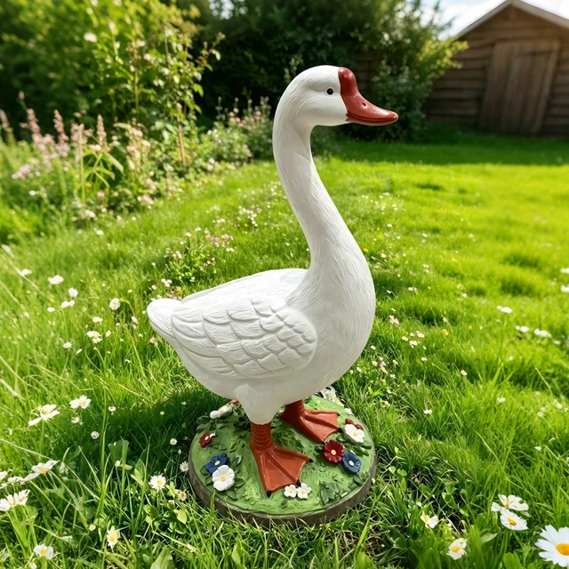 Alt view image 5 of 7 - 20 Inch DIY Paintable Goose Garden Statue, Magnesia Outdoor Yard Sculpture Goose Decor for Patio Lawn, White, Magnesium