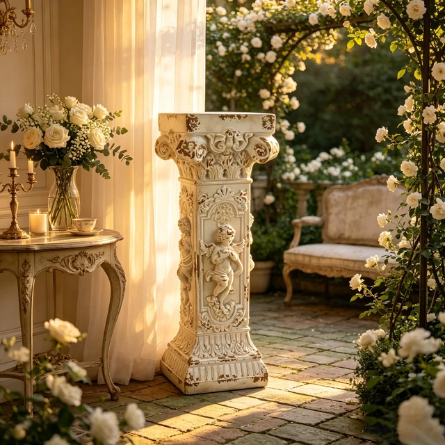 Main image of Pedestal Column Plant 33.46 Inch Tall Roman Column with Base Roman Pillar Greek Magnesium Oxide Large Size Statue