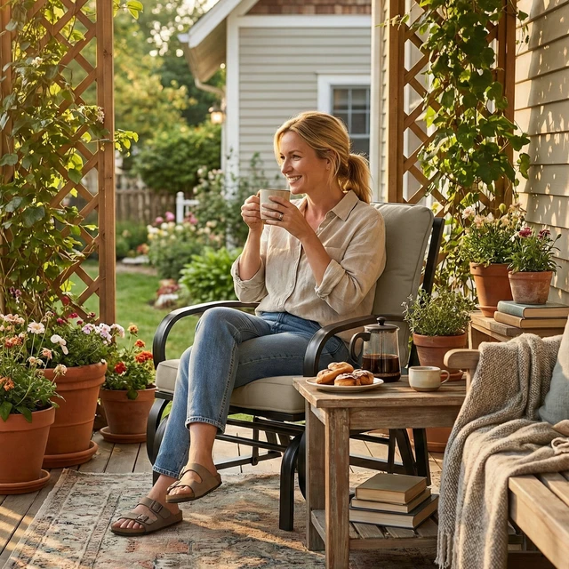 Alt view image 2 of 7 - Outdoor Glider Chair, Patio Glider with Cushions Steel Frame Curved Armrests Single Rocking Chair for Yard Garden
