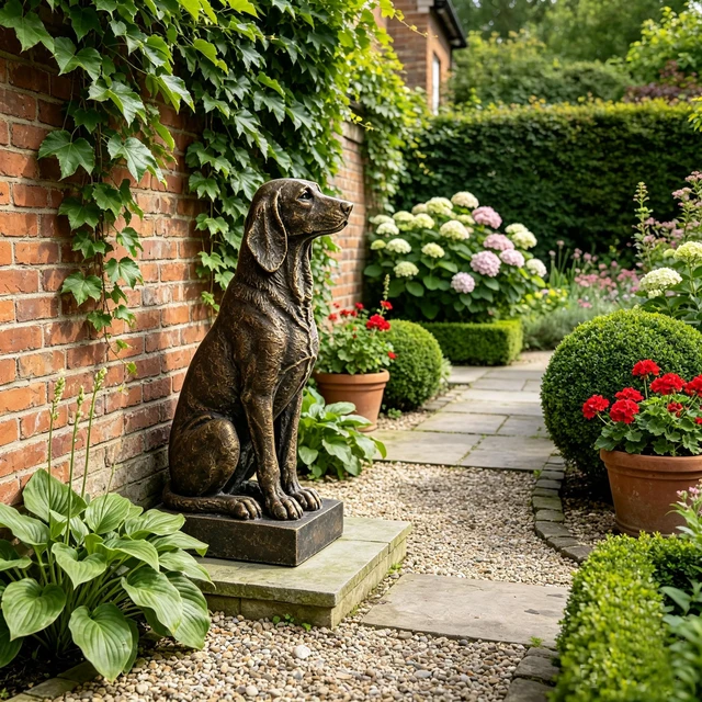 Main image of Sitting Hound Dog Statue, 29 Inch Resin Hunting Dog Sculpture Decor for Living Entryway Table Shelf Indoor Decor