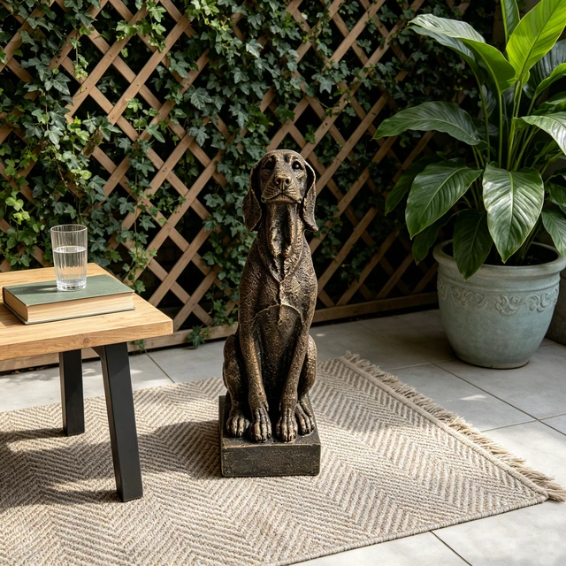 Alt view image 2 of 7 - Sitting Hound Dog Statue, 29 Inch Resin Hunting Dog Sculpture Decor for Living Entryway Table Shelf Indoor Decor