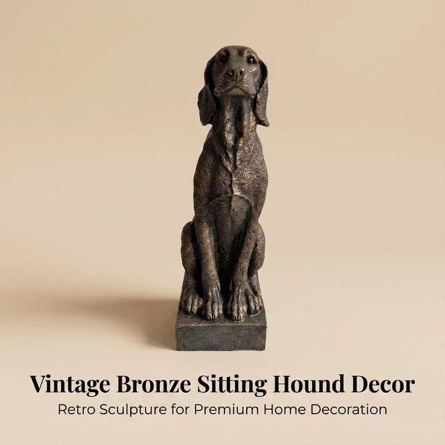 Alt view image 5 of 7 - Sitting Hound Dog Statue, 29 Inch Resin Hunting Dog Sculpture Decor for Living Entryway Table Shelf Indoor Decor
