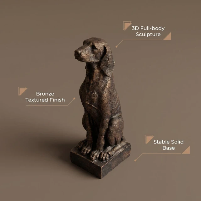 Alt view image 6 of 7 - Sitting Hound Dog Statue, 29 Inch Resin Hunting Dog Sculpture Decor for Living Entryway Table Shelf Indoor Decor