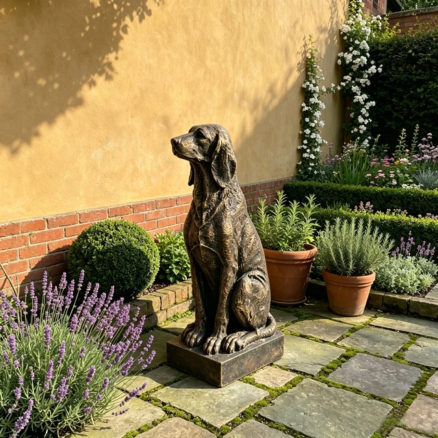 Alt view image 7 of 7 - Sitting Hound Dog Statue, 29 Inch Resin Hunting Dog Sculpture Decor for Living Entryway Table Shelf Indoor Decor