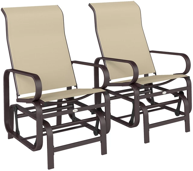 Main image of Outdoor Glider Chair Set, Gliders for Outside Patio with Smooth Gliding Mechanism and Lightweight Construction, Khaki
