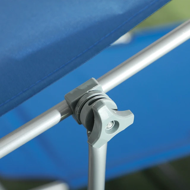 Alt view image 2 of 7 - Outdoor Lounge Chair, Adjustable Folding Chaise Lounge Tanning Chair with Sun Shade for Beach Camping Hiking, Blue