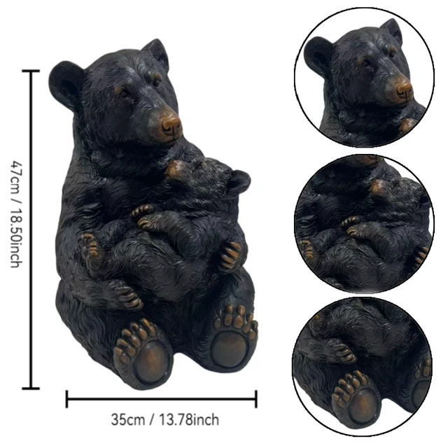 Alt view image 4 of 7 - 19 Inch Tall Mother Bear Hugging Cub Garden Statue, Animal Sculpture Decor for Patio Fence Walkway Yard Lawn Outdoor