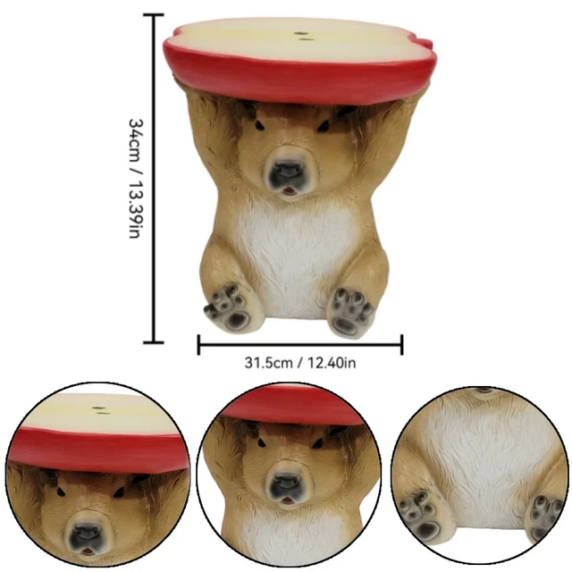 Alt view image 3 of 7 - 14 Inch Capybara Holding Apple Slice Stool, Animal Side Table Decor Indoor Outdoor Creative Figurine Seat for Patio