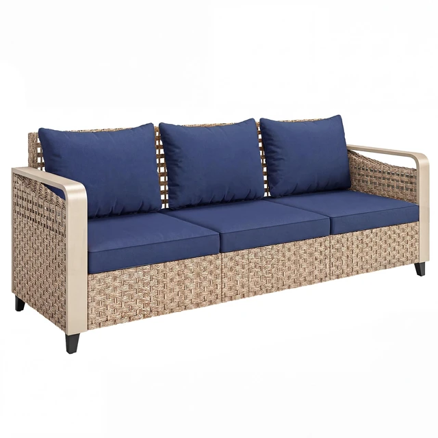 Main image of Outdoor Patio Couch with Wide and Deep Seat, Seater Wicker Outdoor Sofa with Wide Metal Armrests Patio Furniture Couch