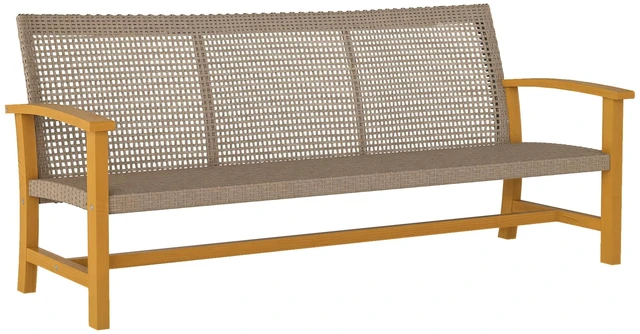 Main image of Wicker Outdoor Couch, 3 Seat Rattan Outdoor Patio Sofa 1000 LBS Capacity Patio Furniture Couch with Steel Seat