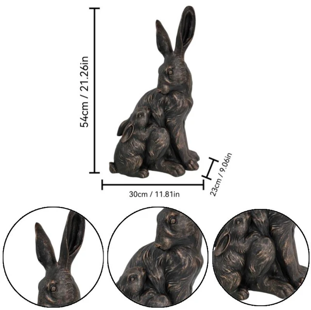 Alt view image 4 of 7 - 22 Inch Tall Mother Hare and Baby Cuddling Garden Statue, Wildlife Sculpture Decor for Walkway Flower Bed Lawn Patio
