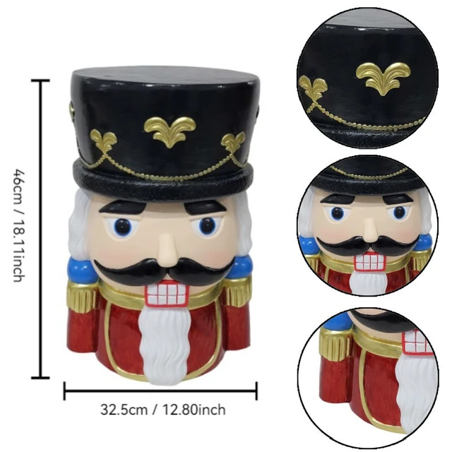 Alt view image 3 of 7 - 19 Inch Nutcracker Soldier Stool, Retro Christmas Character Side Table Decor Indoor and Outdoor Creative Figurine Seat