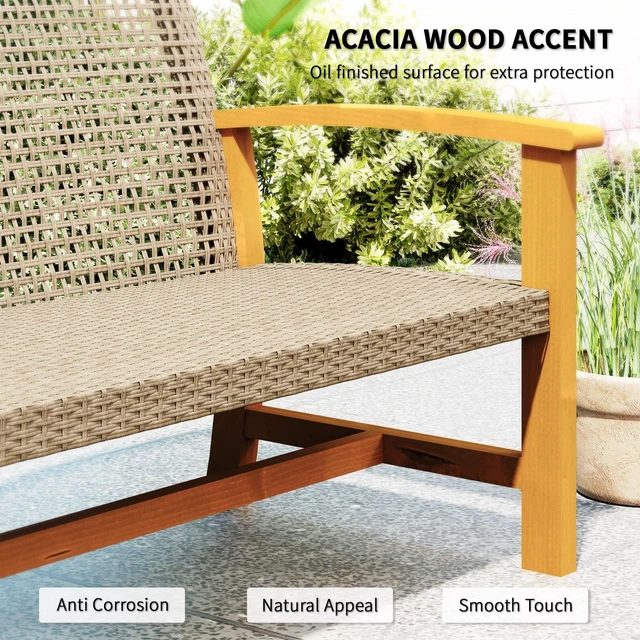 Alt view image 4 of 7 - Wicker Outdoor Couch, 3 Seat Rattan Outdoor Patio Sofa 1000 LBS Capacity Patio Furniture Couch with Steel Seat