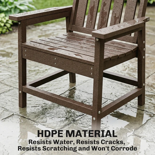 Alt view image 5 of 7 - All Weather Patio Chair, HDPE Patio Dining Chair Heavy Duty Like Outdoor Furniture for Garden Deck Lawn, Brown, HDPE