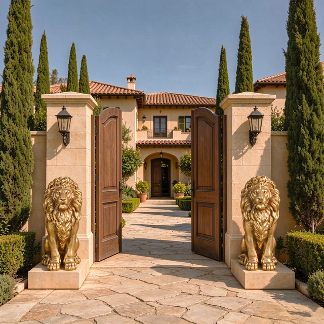 Alt view image 3 of 7 - 24 Inch Outdoor Lion Statue, Magnesium Oxide Composite Animal Sculpture Statue Decor for Front Door Yard Patio Garden