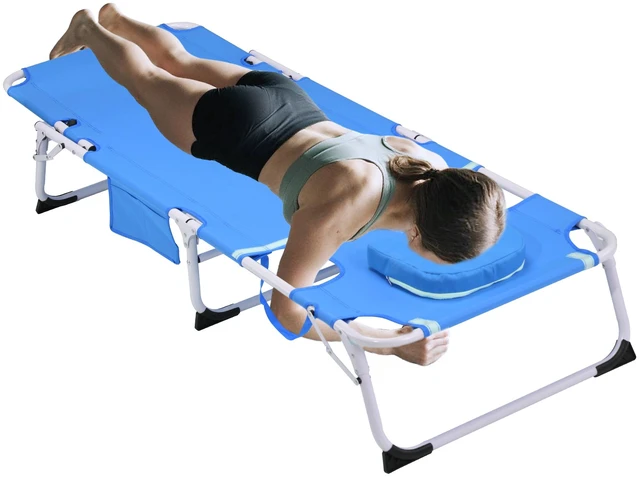 Main image of Heavy Duty Tanning Chair with Face Hole Adjustable Position Folding Chaise Lounge Chairs for Outside Portable Lay Flat