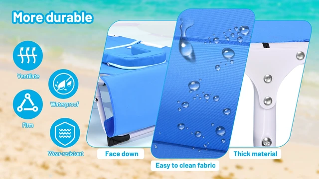 Alt view image 4 of 7 - Heavy Duty Tanning Chair with Face Hole Adjustable Position Folding Chaise Lounge Chairs for Outside Portable Lay Flat