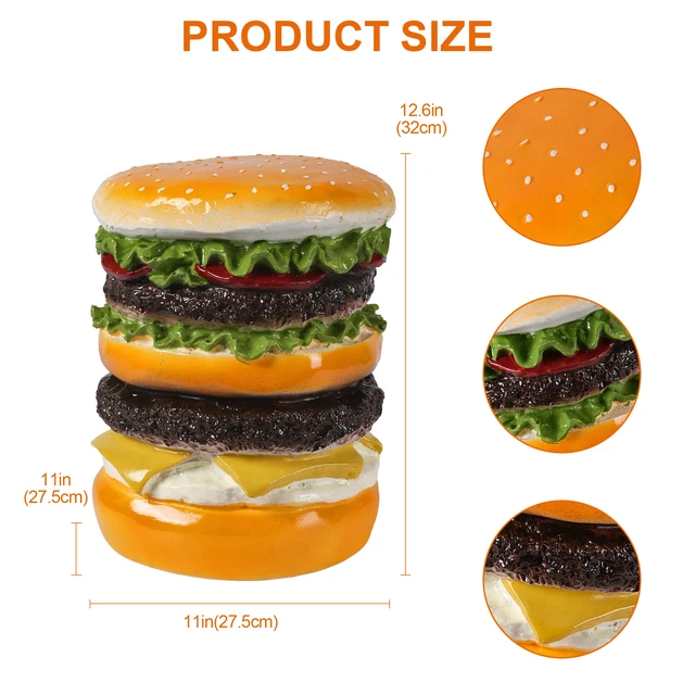 Alt view image 5 of 7 - 12.6 Inch Sculptures Garden Statues, Double Burger Stool Garden Statue Magnesium Oxide Composite Outdoor Stool Decor