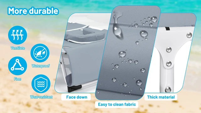 Alt view image 7 of 7 - Heavy Duty Tanning Chair with Face Hole Adjustable Position Folding Chaise Lounge Chairs for Outside Portable Lay Flat