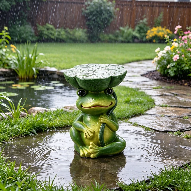 Alt view image 3 of 7 - 9.8 Inch Sculptures Garden Statues, Frog Stool Garden Statue Magnesium Oxide Composite Outdoor Stool Decor for Yard