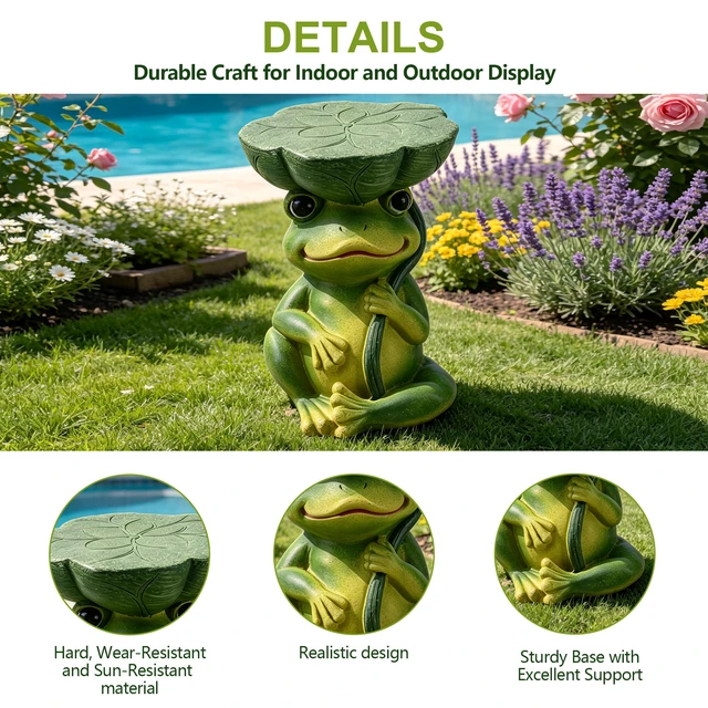 Alt view image 7 of 7 - 9.8 Inch Sculptures Garden Statues, Frog Stool Garden Statue Magnesium Oxide Composite Outdoor Stool Decor for Yard