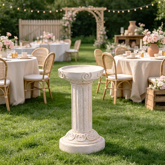 Alt view image 2 of 7 - 20.08 Inch Sculptures Garden Statues, Large Roman Column Pedestal Cylinder Magnesium Oxide Composite Outdoor Garden