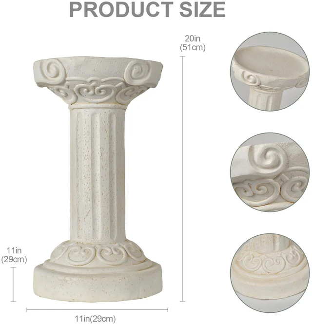 Alt view image 6 of 7 - 20.08 Inch Sculptures Garden Statues, Large Roman Column Pedestal Cylinder Magnesium Oxide Composite Outdoor Garden
