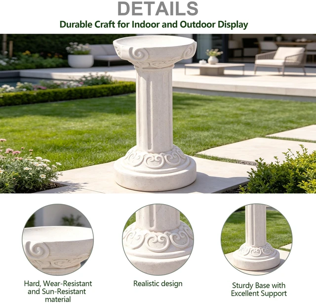Alt view image 7 of 7 - 20.08 Inch Sculptures Garden Statues, Large Roman Column Pedestal Cylinder Magnesium Oxide Composite Outdoor Garden