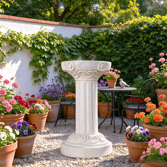 Alt view image 5 of 7 - 20.08 Inch Sculptures Garden Statues, Large Roman Column Pedestal Cylinder Magnesium Oxide Composite Outdoor Garden