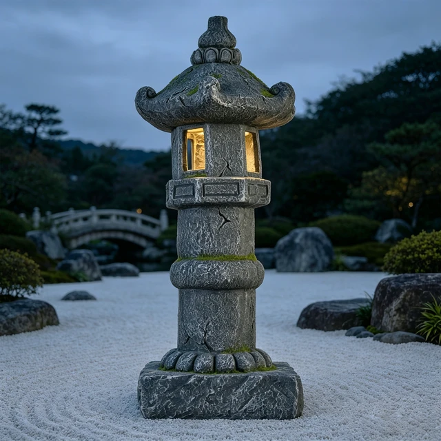 Alt view image 6 of 7 - Magnesium Oxide Solar Pagoda Garden Statue with LED, Oriental Tower Lantern Outdoor Yard Patio Decor Ornament Gift