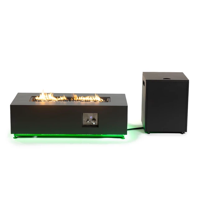 Alt view image 2 of 7 - Rectangular Metal LED Firetable, Black, Aluminium, Outdoor Heating