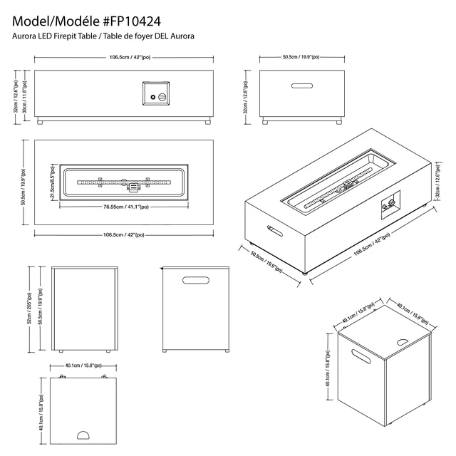 Alt view image 3 of 7 - Rectangular Metal LED Firetable, Black, Aluminium, Outdoor Heating
