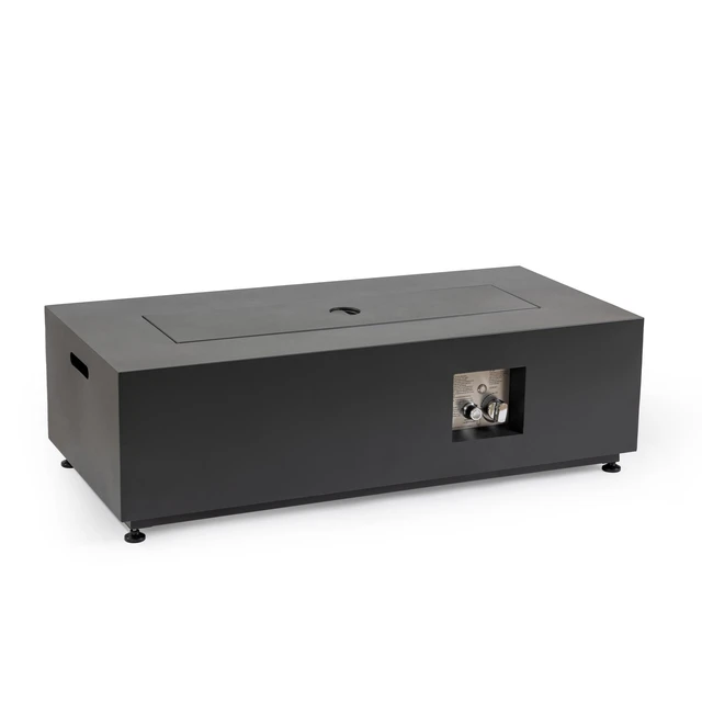 Alt view image 5 of 7 - Rectangular Metal LED Firetable, Black, Aluminium, Outdoor Heating