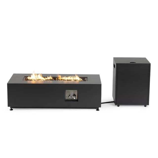 Alt view image 4 of 7 - Rectangular Metal LED Firetable, Black, Aluminium, Outdoor Heating