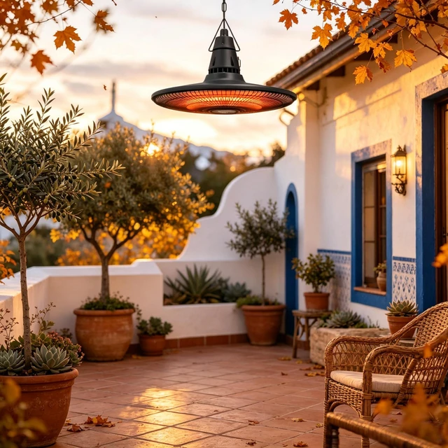 Alt view image 4 of 7 - Hanging Electric Patio Heater, Waterproof Infrared Outdoor Heater with Carbon Fiber Heating Tube and Remote Control