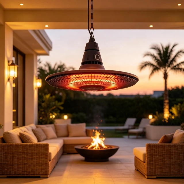 Main image of Hanging Electric Patio Heater, Waterproof Infrared Outdoor Heater with Carbon Fiber Heating Tube and Remote Control